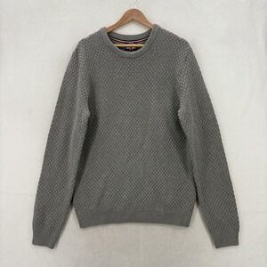 Soul Of London Sweater Mens XL Gray Cotton Waffle Knit Crewneck Pullover Casual